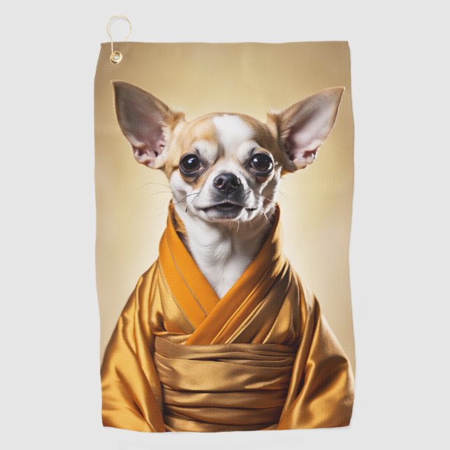 Serviette De Golf Chihuahua bouddhiste (Devant)