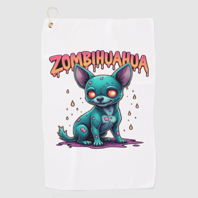 Serviette De Golf Chihuahua Chi Chichi Chiwawa Zombie Chien Hallowee (Devant)
