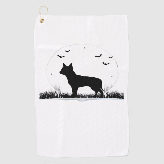 Serviette De Golf Chihuahua Chien - Halloween Moon Silhouette Classi (Devant)