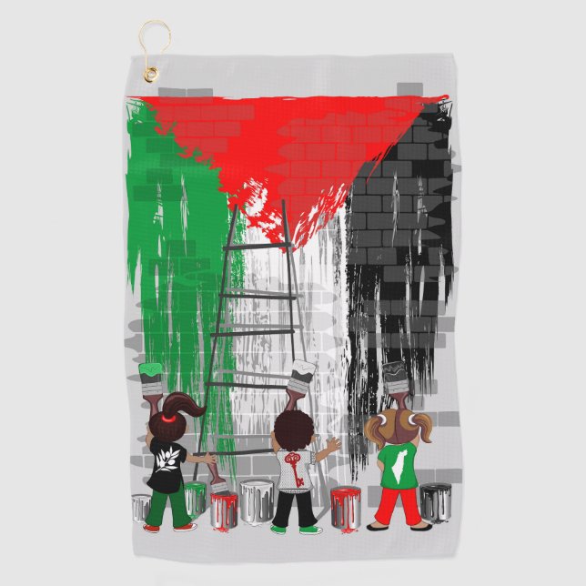 Serviette De Golf Children of Gaza Painting Palestine Flag  (Devant)
