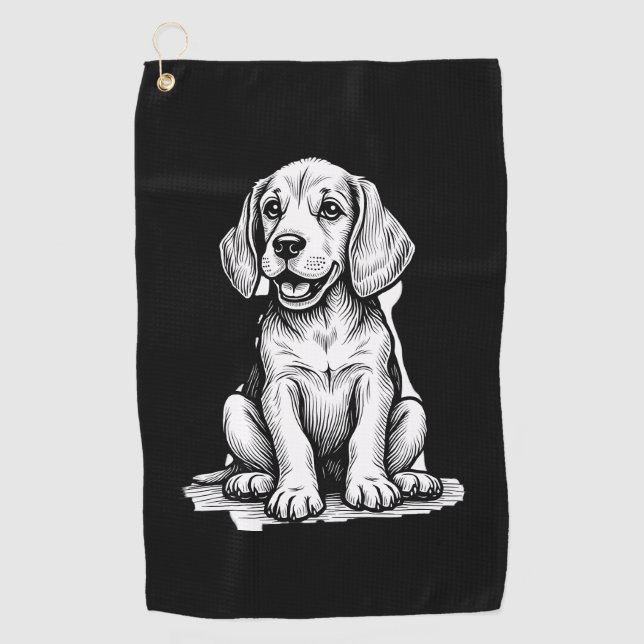 Serviette De Golf Chiot beagle adorable, Amoureux des animaux de fam (Devant)