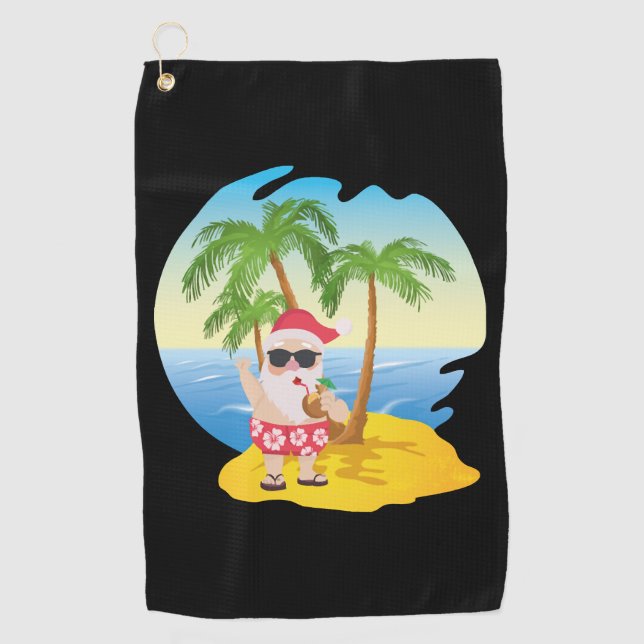 Serviette De Golf Christmas Tropical Beach Funny Santa Claus (Devant)