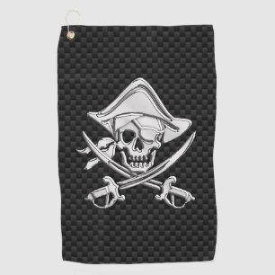 Serviette De Golf Chrome Pirate sur la fibre de carbone Décor d'impr