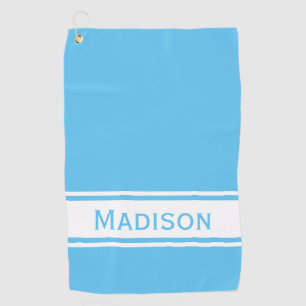 Serviette De Golf Ciel Bleu Bleu Blancs Nom moderne Monogramme