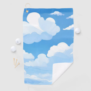 Serviette De Golf Ciel Plein de Nuages   Peinture de Ciel Bleu à l'A
