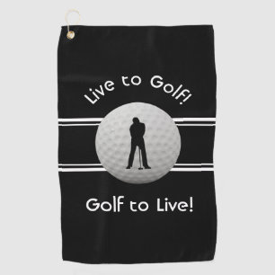 Serviette De Golf Citation de Golf en typographie Noir Blanc Vivre