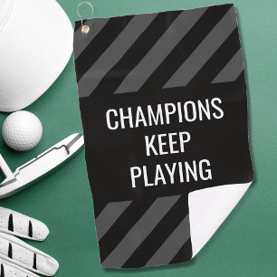 Serviette De Golf Citation Inspirante Golfeur Moderne Noir