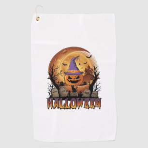 Serviette De Golf Citrouille d'Halloween Sorcière Chapeau Chat Noir