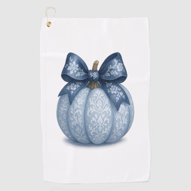 Serviette De Golf Citrouille Floral Bleu (Devant)