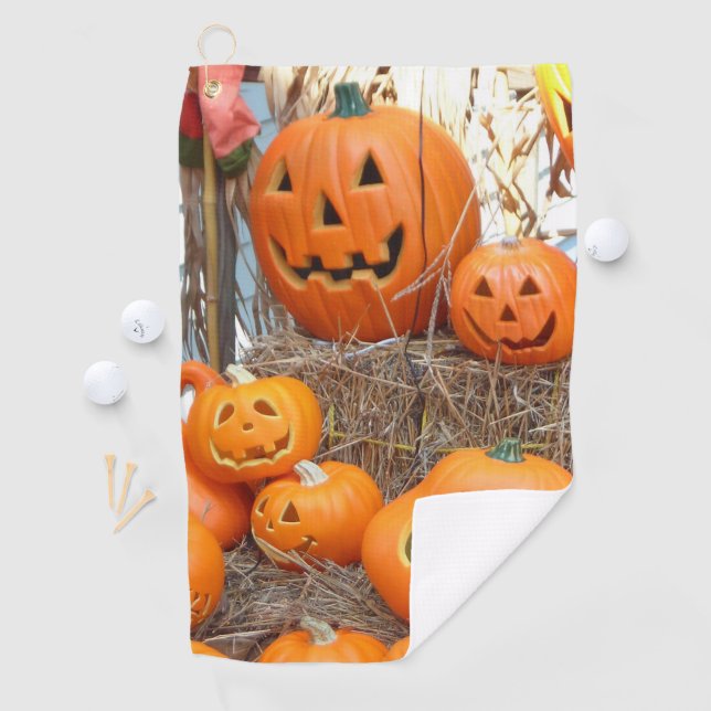 Serviette De Golf Citrouille halloween Jack-o'-lantern orange citrou (En situation)