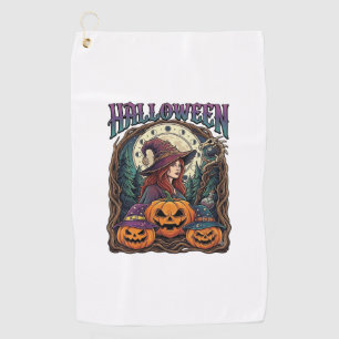 Serviette De Golf Citrouilles de sorcière d'Halloween Phases lunaire