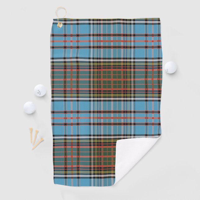 Serviette De Golf Clan Anderson Plaid Tartan Turquoise Brown Check (En situation)