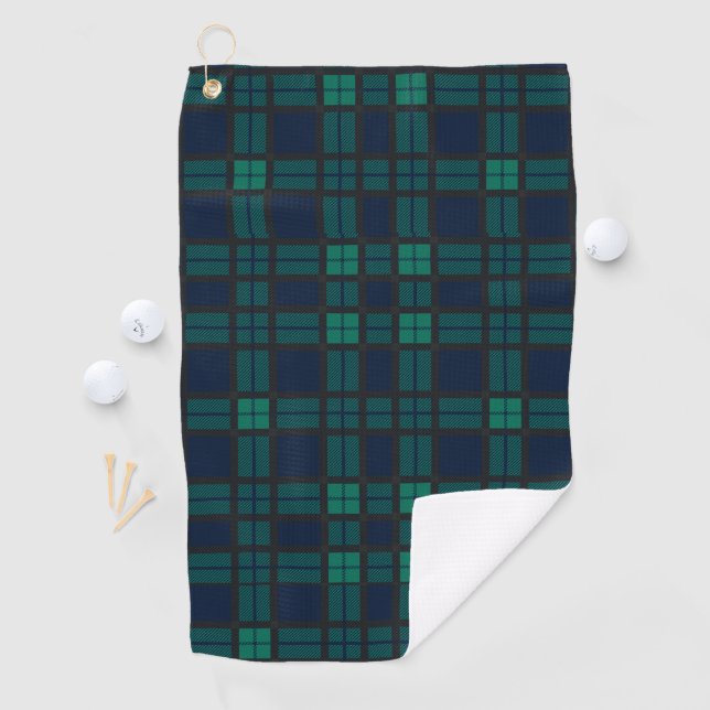 Serviette De Golf Clan Black Watch Plaid Blue Green Check Tartan (En situation)