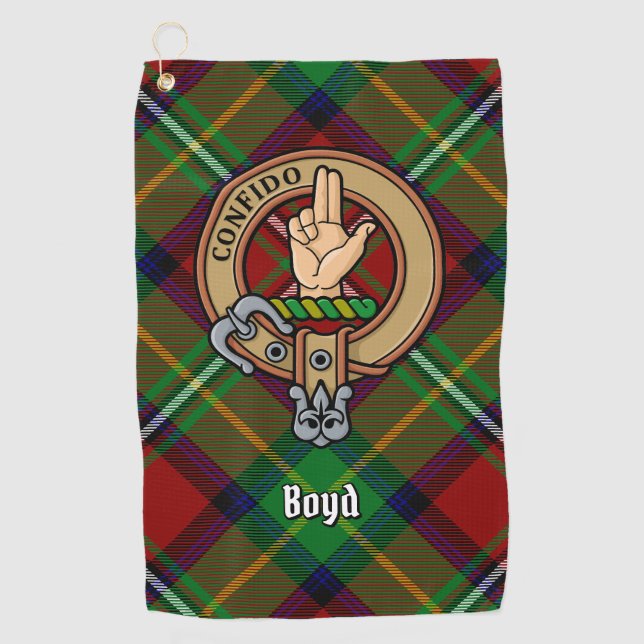 Serviette De Golf Clan Boyd Crest sur Tartan (Devant)
