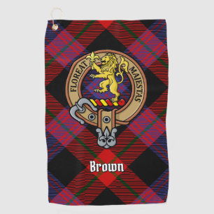 Serviette De Golf Clan Brown Crest sur Tartan