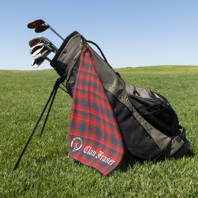 Serviette De Golf Clan Fraser Crest Badge & Tartan personnalisable (Vert)