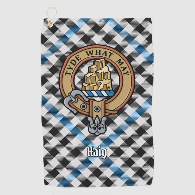 Serviette De Golf Clan Haig Crest over Check Tartan (Devant)