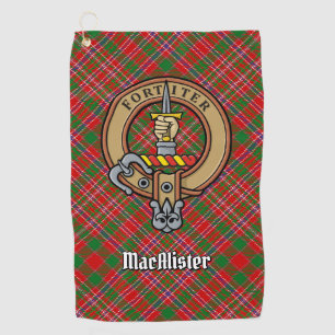 Serviette De Golf Clan MacAlister Crest sur Tartan Golf Towel