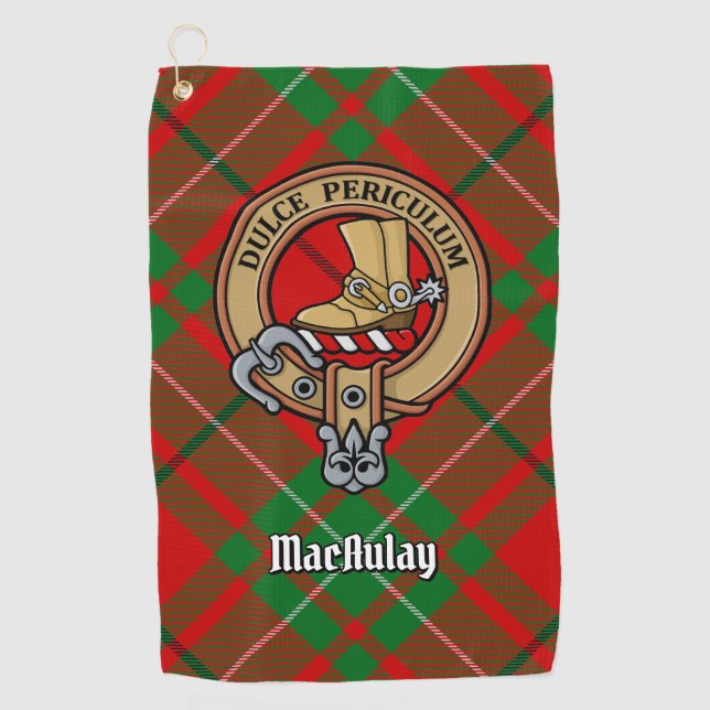 Serviette De Golf Clan MacAulay Crest sur Tartan Golf Towel (Devant)