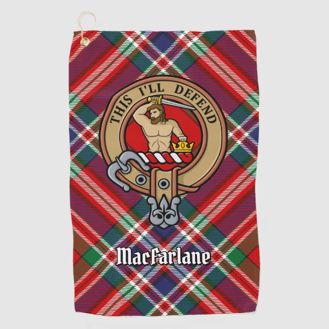 Serviette De Golf Clan MacFarlane Crest sur Red Tartan (Devant)