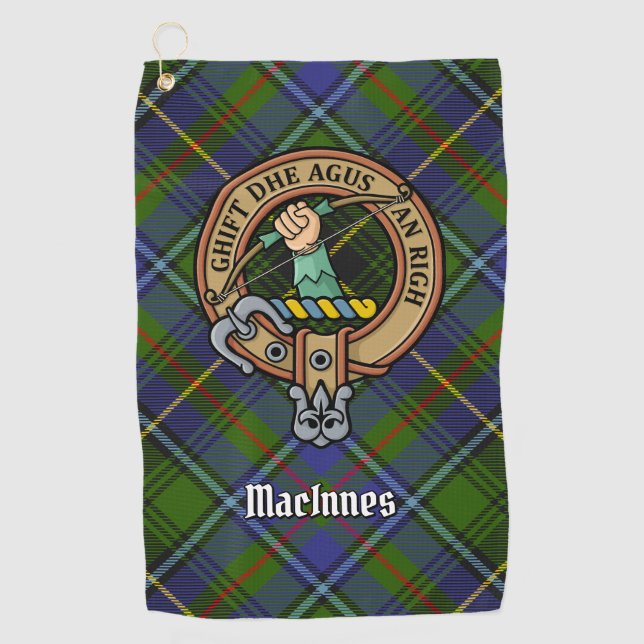 Serviette De Golf Clan MacInnes Crest sur Tartan (Devant)