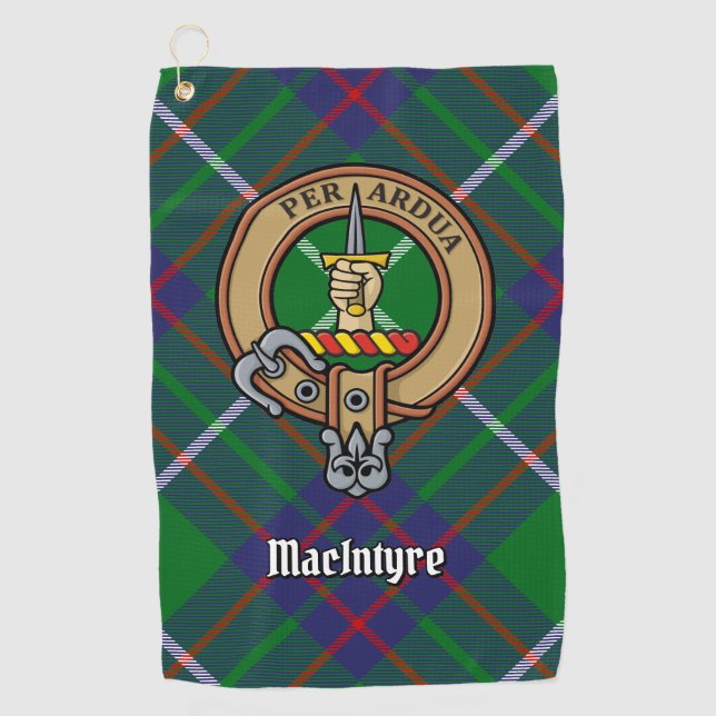 Serviette De Golf Clan MacIntyre Crest sur la chasse Tartan (Devant)