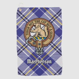 Serviette De Golf Clan MacPherson Crest sur la robe bleue Tartan
