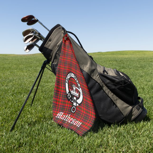 Serviette De Golf Clan Matheson Crest Badge et Tartan (Vert)