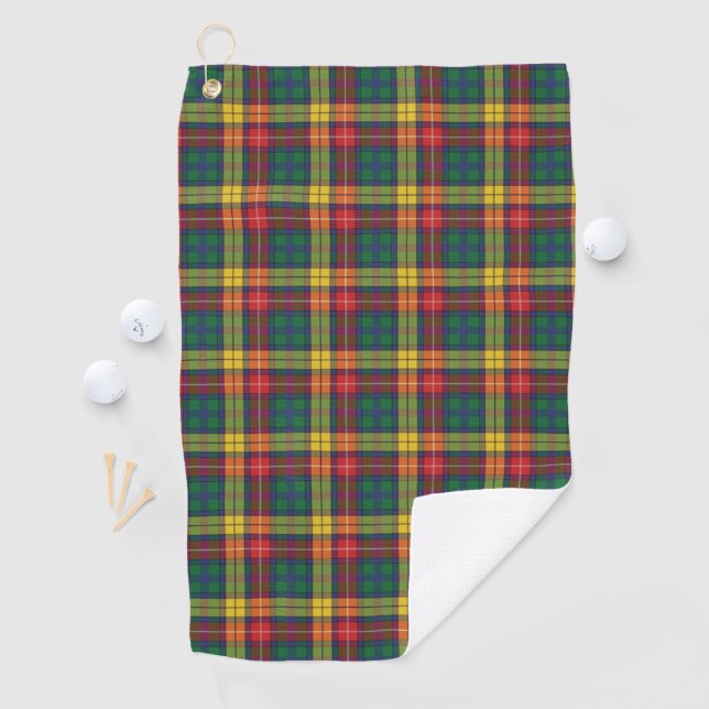 Serviette De Golf Clan Plaid Buchanan Tartan Rouge Jaune Vert (En situation)