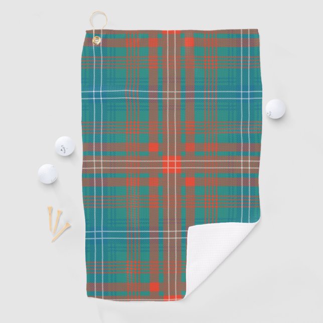 Serviette De Golf Clan Plaid Wilson Orange Turquoise Check Tartan (En situation)