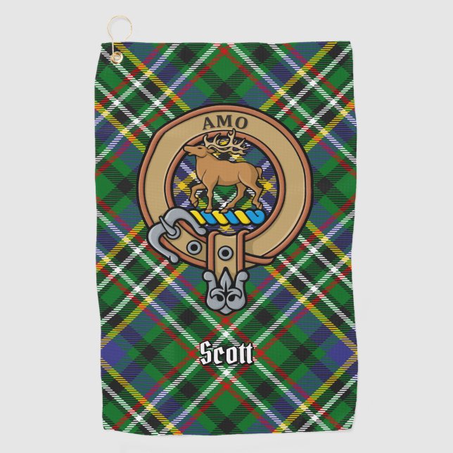 Serviette De Golf Clan Scott Crest sur Green Tartan Golf Towne (Devant)