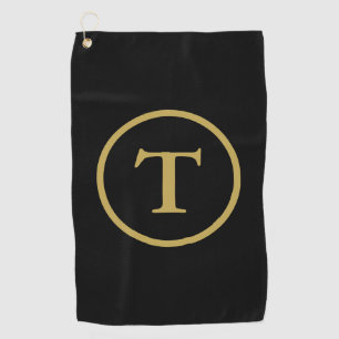 Serviette De Golf Classic Noir & Or Monogramme