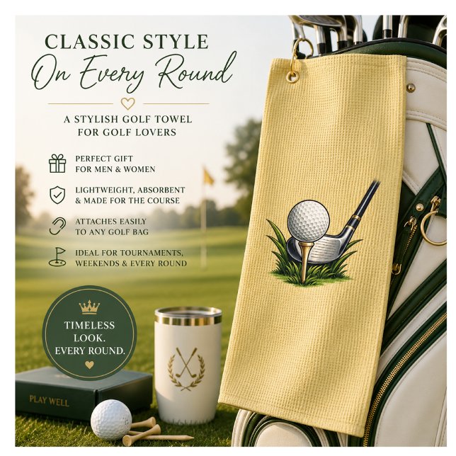 Serviette de golf classique pour golfeurs (Brighten every round with this stylish golf towel. A fresh golf gift for every golf lover.)