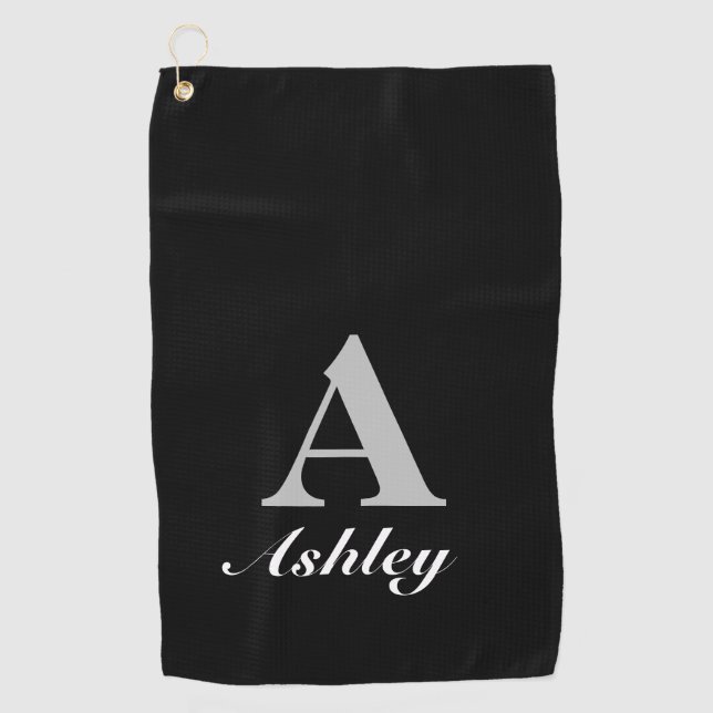 Serviette De Golf Classy Custom Name & Initial Golf Towel (Devant)