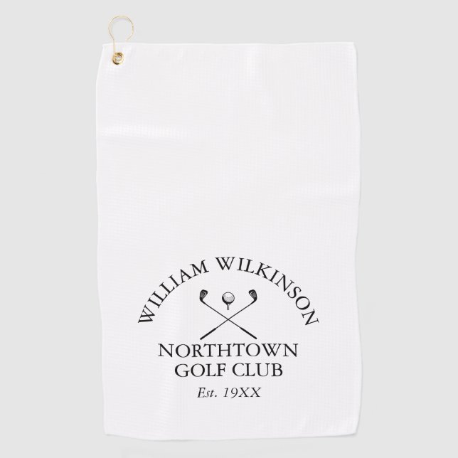 Serviette De Golf Club de golf et nom du membre Date d'établissement (Devant)