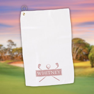 Serviette De Golf Clubs de golf personnalisés nom rose poussiéreux e