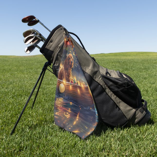 Serviette De Golf Cocker Spaniel Noël Festive Voyage (Vert)