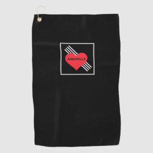 Serviette De Golf Coeur rouge mignon Nom personnalisé Cool Chic pour