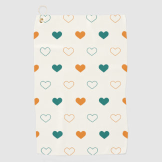 Serviette De Golf Cœurs charmants / crème orange vert