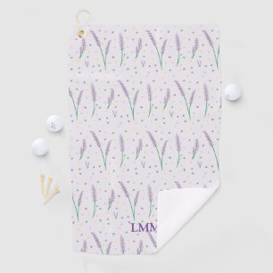 Serviette De Golf Coeurs Lavande Monogrammé Girly Pretty Golf