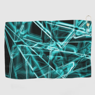 Serviette De Golf coins carrés et taches "néon" cyan ou bleu ciel