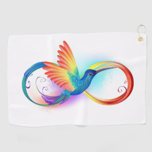 Serviette De Golf Colibri arc-en-ciel avec symbole Infinity
