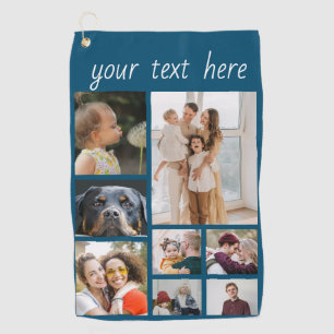Serviette De Golf Collage de 8 Modèles photo avec texte personnalisé