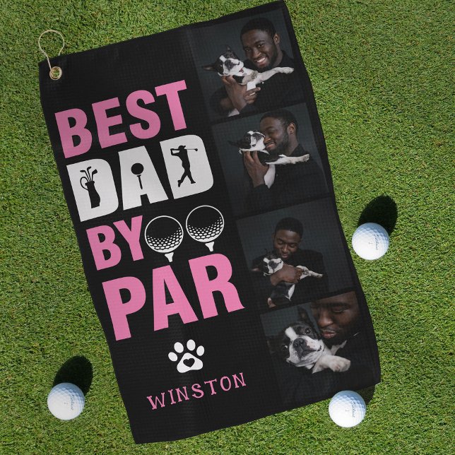 Serviette De Golf Collage photo de chien personnalisé Meilleur papa  (Créateur téléchargé)