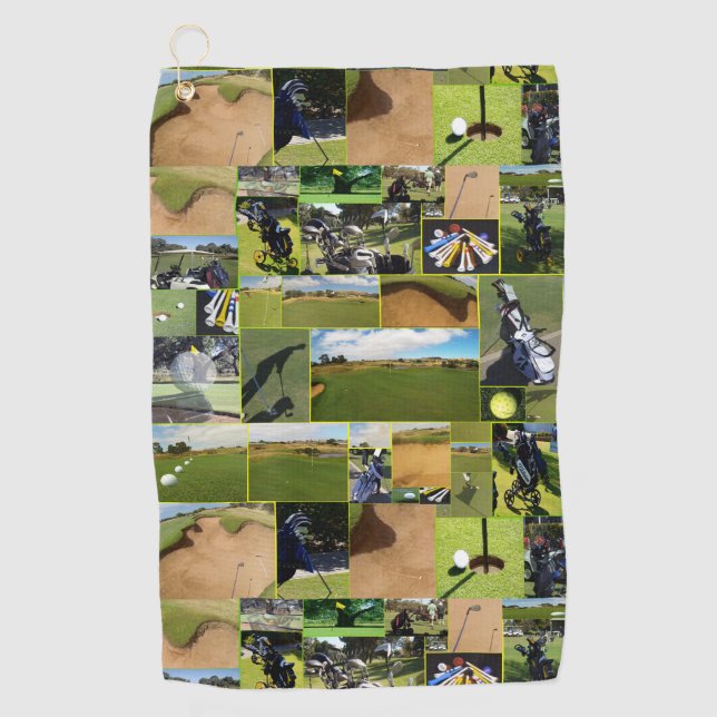 Serviette De Golf Collage Photo Golf. (Devant)