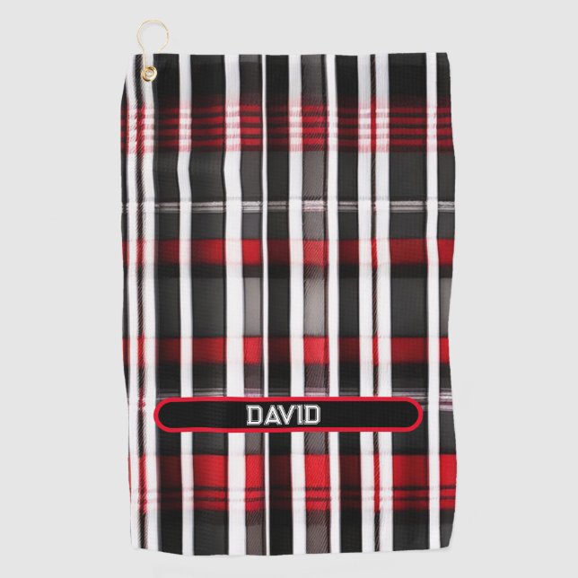 Serviette De Golf Collection Abstraite de plaid rouge (Devant)