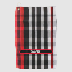Serviette De Golf Collection Abstraite Red Black Plaid