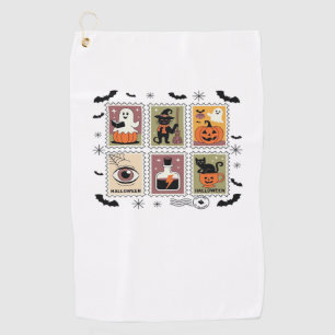 Serviette De Golf Collection de timbres de chat Halloween vintage T-