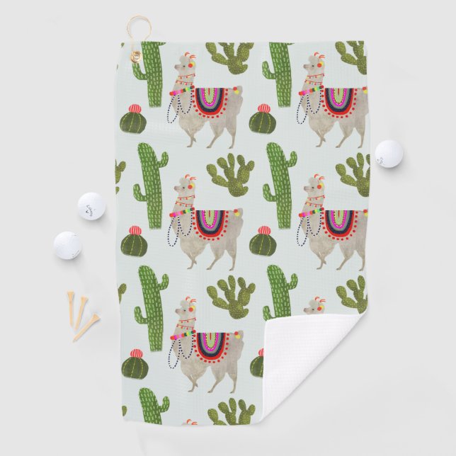 Serviette De Golf Collection Llamarama | Cactus & Llama Motif (En situation)