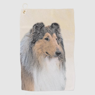Serviette De Golf Collie (Rough) Peinture - Cute Original Chien Art